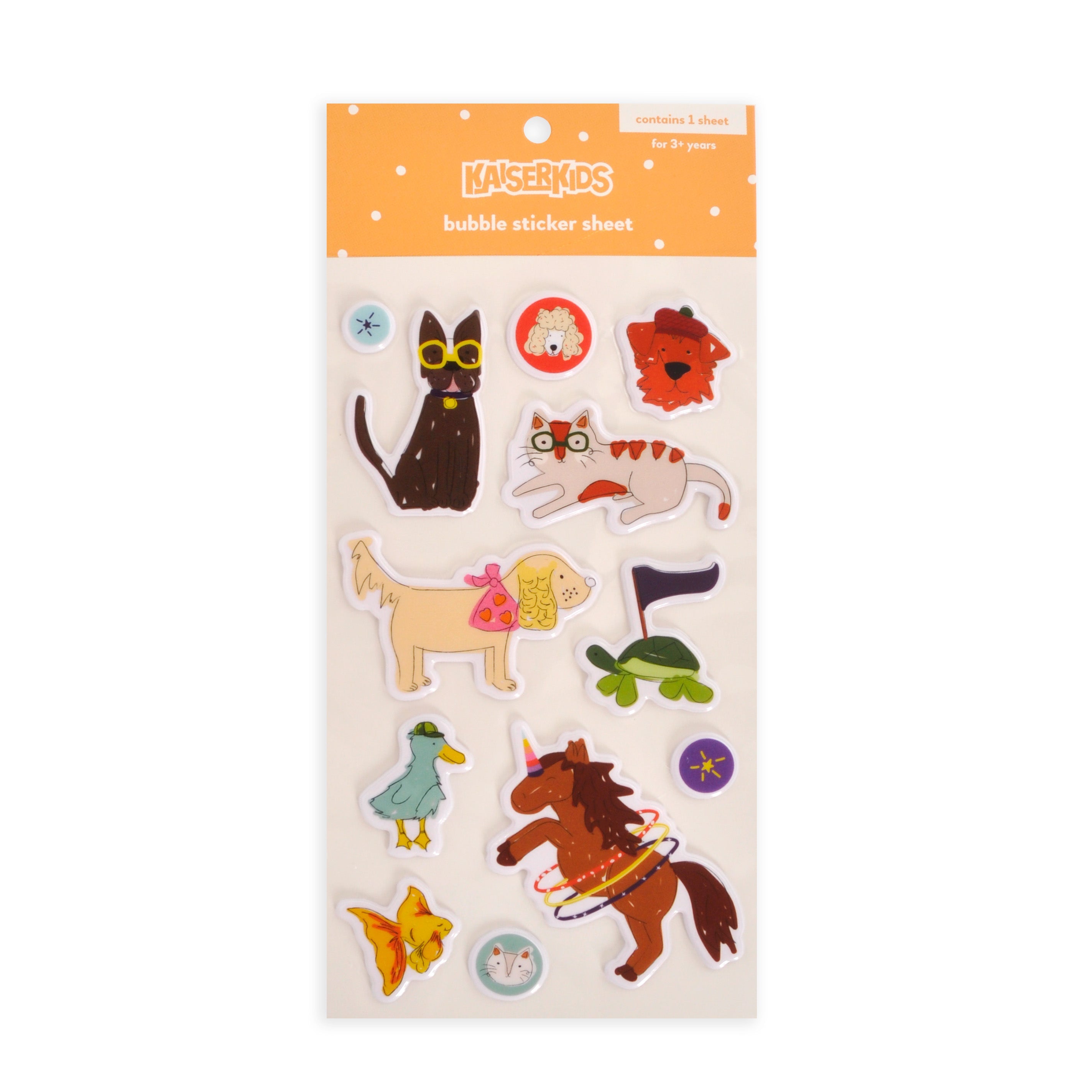 Kaiser Creative Club - Kids Sticker Sheet Bubble - PET PARTY